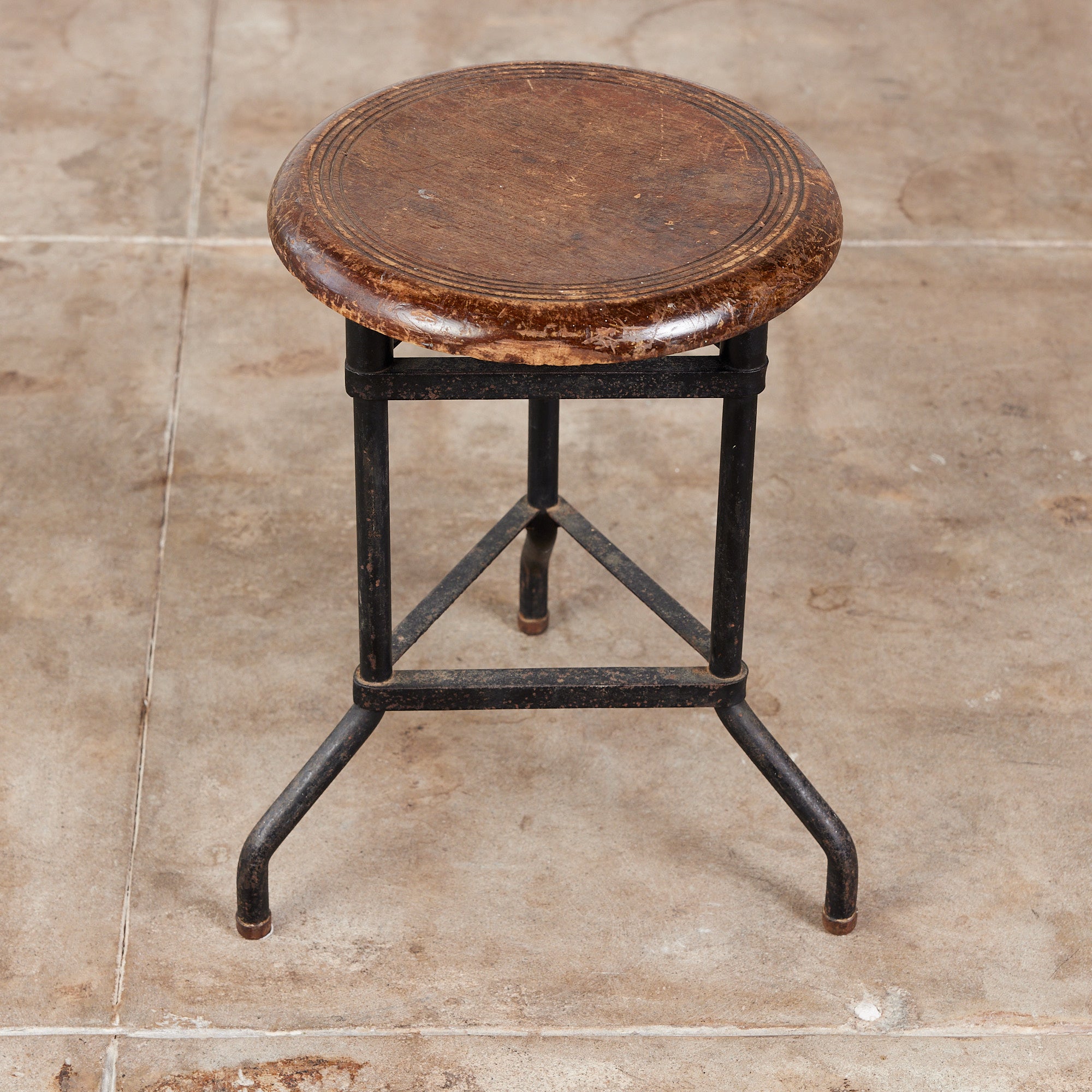 Adjustable Stool with Wood Seat by Campbell Corporation