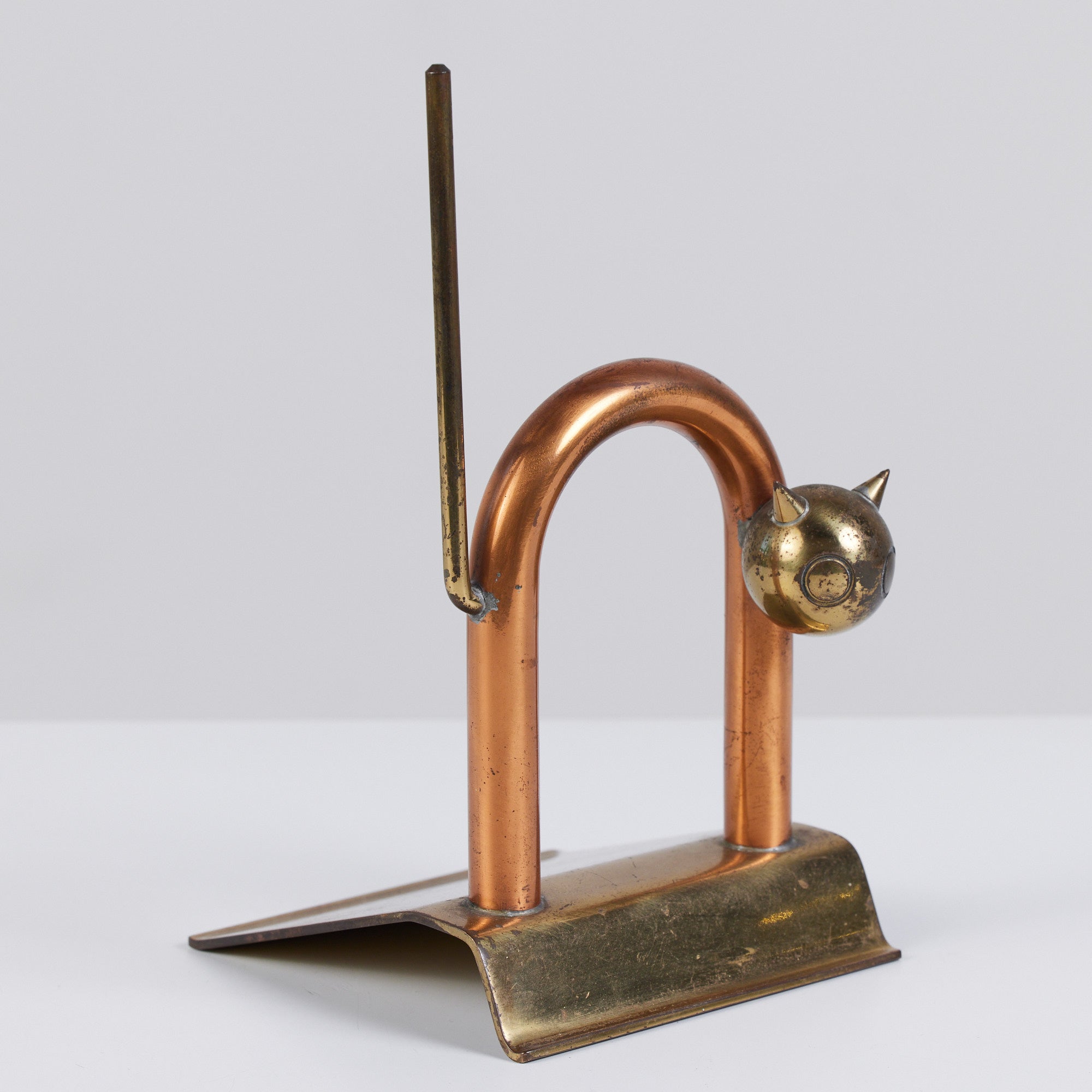 Walter Von Nessen Copper and Brass Cat Door Stop for Chase USA