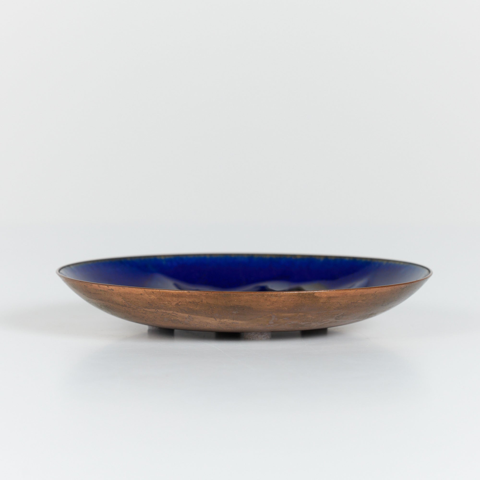 Copper Royal Blue Enameled Plate By Win Ng