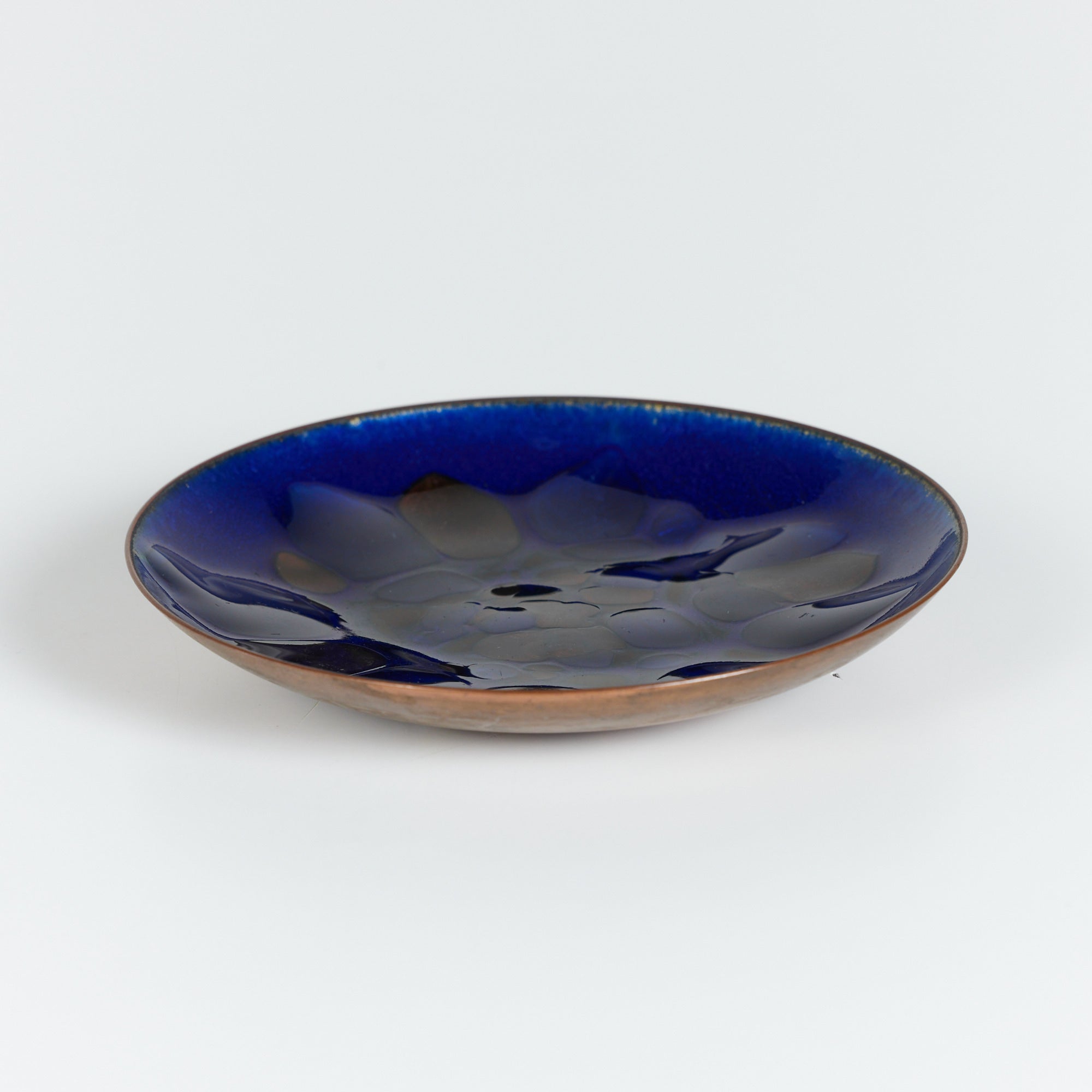 Copper Royal Blue Enameled Plate By Win Ng