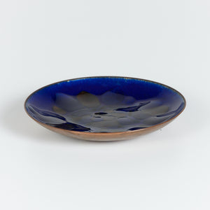 Copper Royal Blue Enameled Plate By Win Ng
