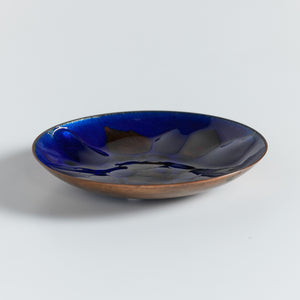 Copper Royal Blue Enameled Plate By Win Ng