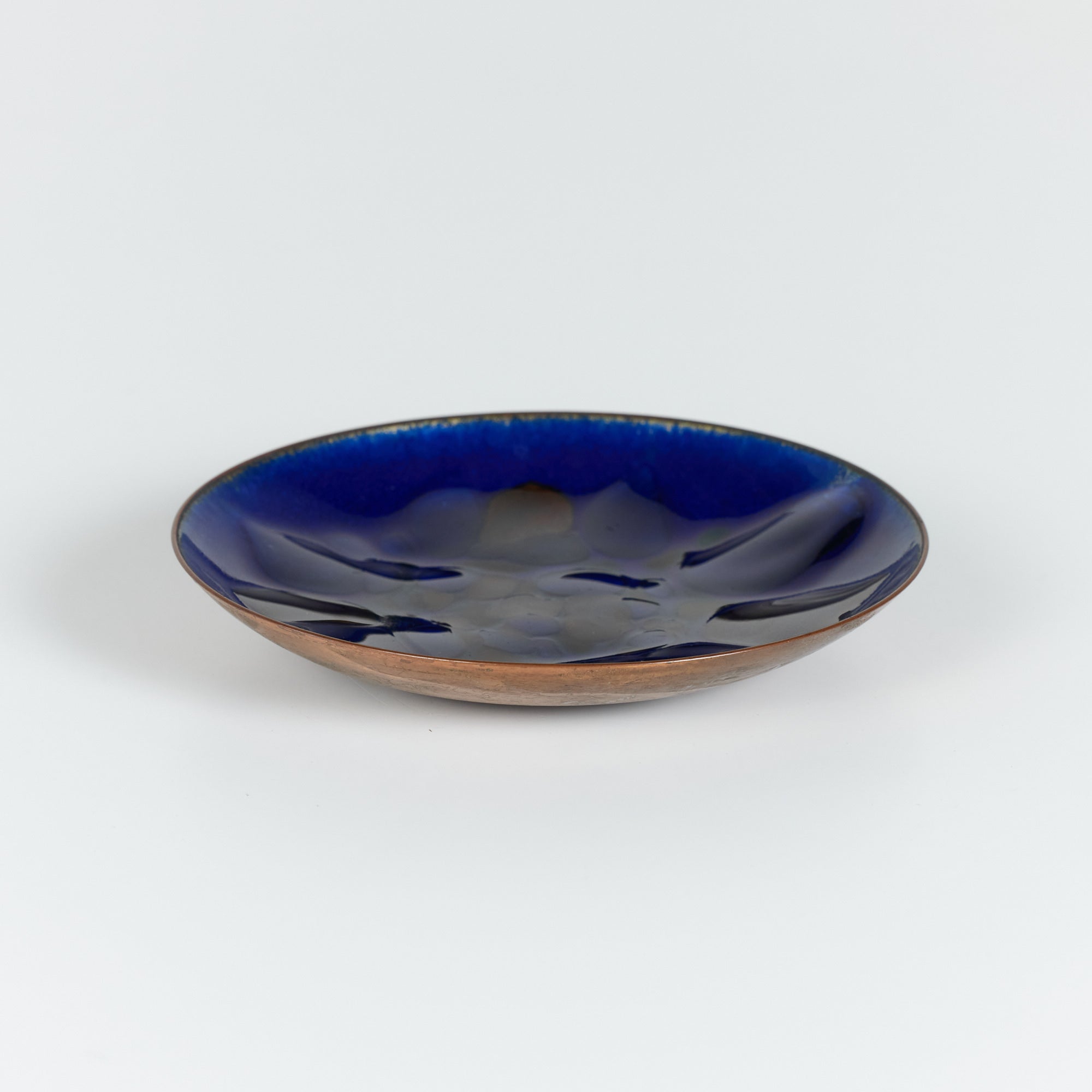 Copper Royal Blue Enameled Plate By Win Ng