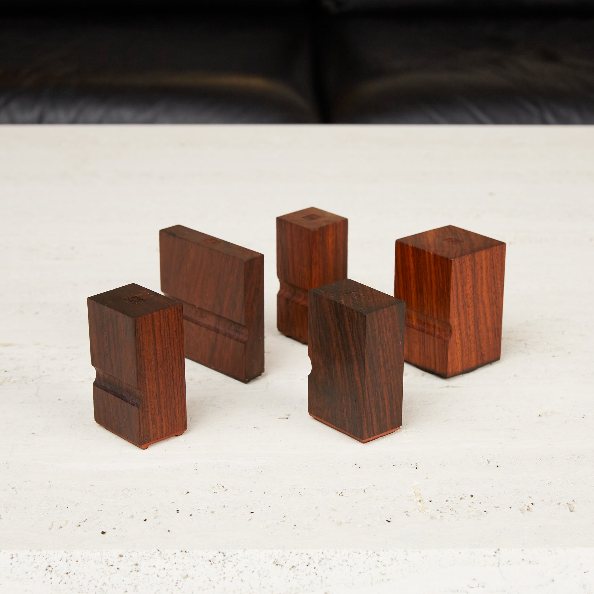 Set of Bruno Munari for Danese Rosewood Rubber Mail Stamps