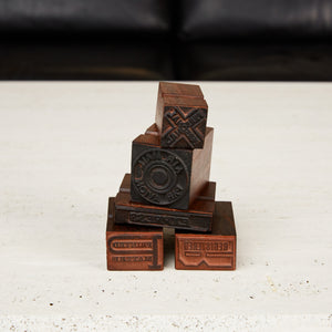 Set of Bruno Munari for Danese Rosewood Rubber Mail Stamps