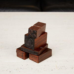 Set of Bruno Munari for Danese Rosewood Rubber Mail Stamps