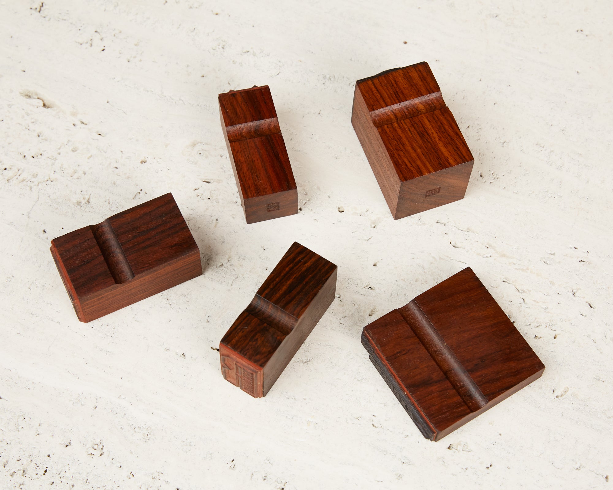 Set of Bruno Munari for Danese Rosewood Rubber Mail Stamps