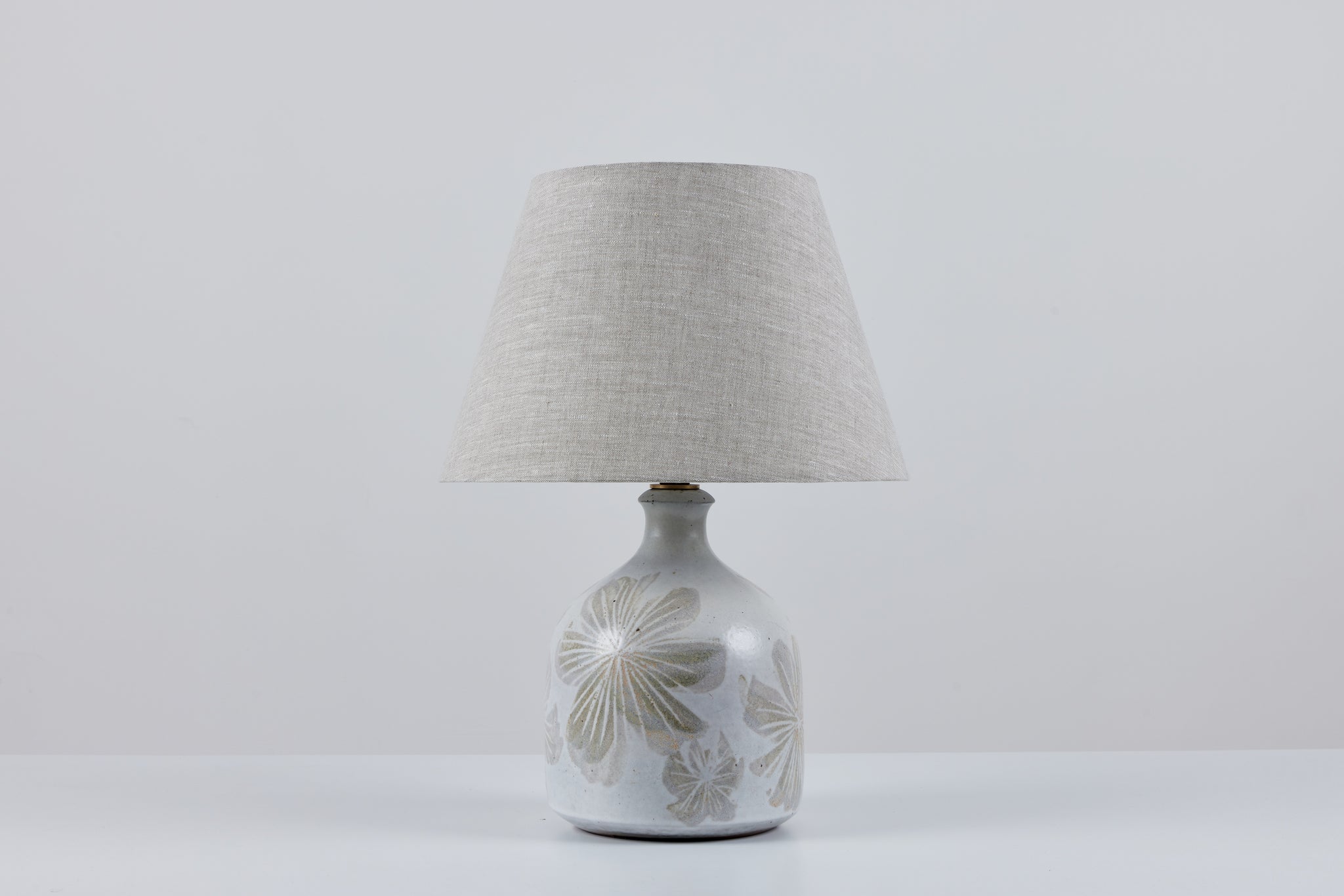 David Cressey Floral Ceramic Glazed Lamp