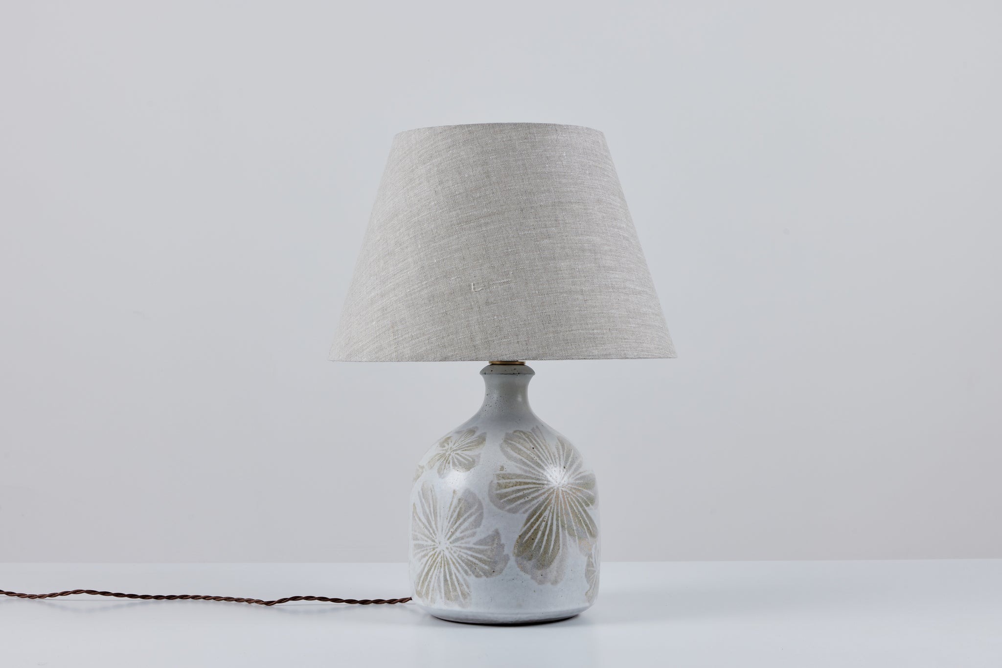 David Cressey Floral Ceramic Glazed Lamp
