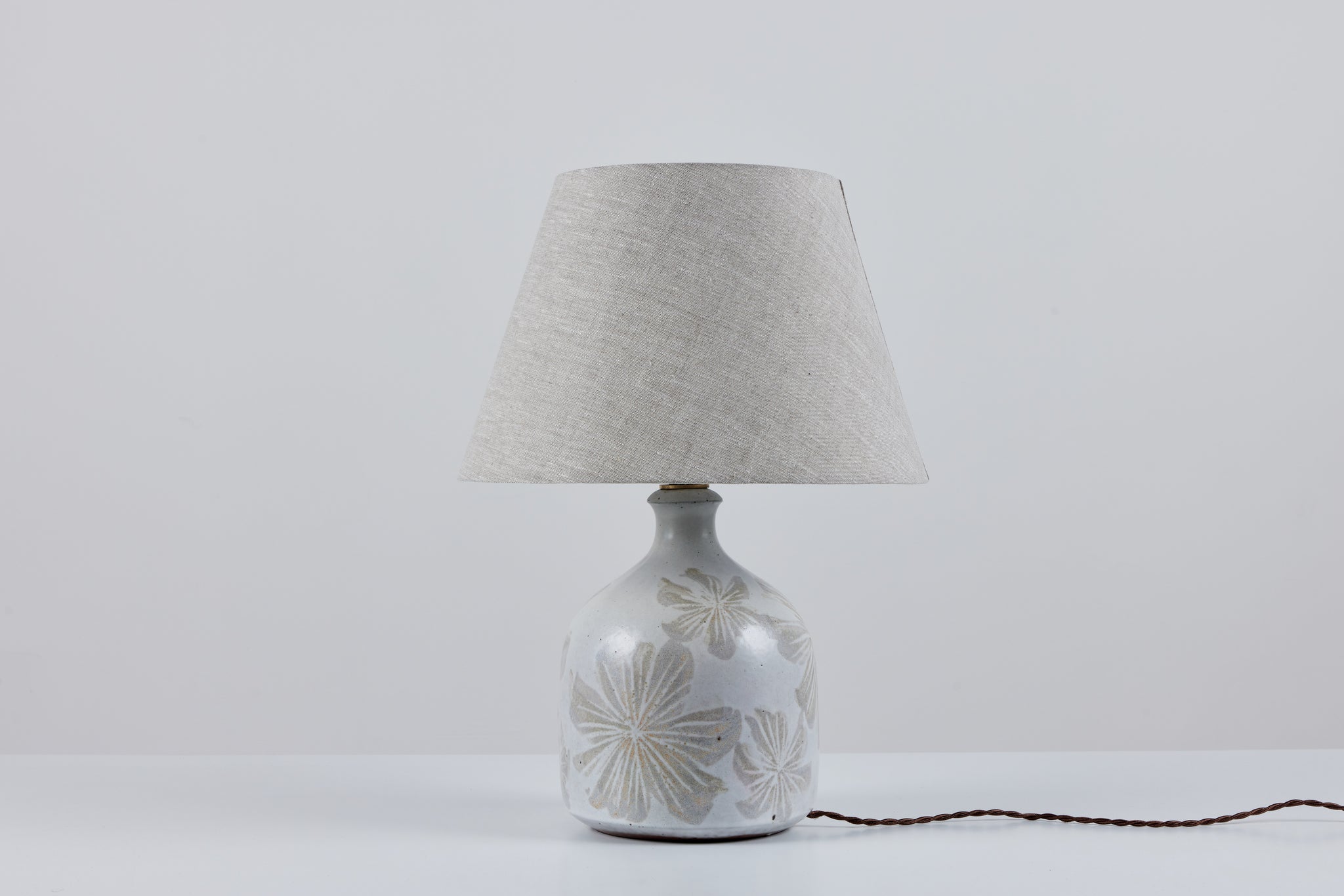 David Cressey Floral Ceramic Glazed Lamp