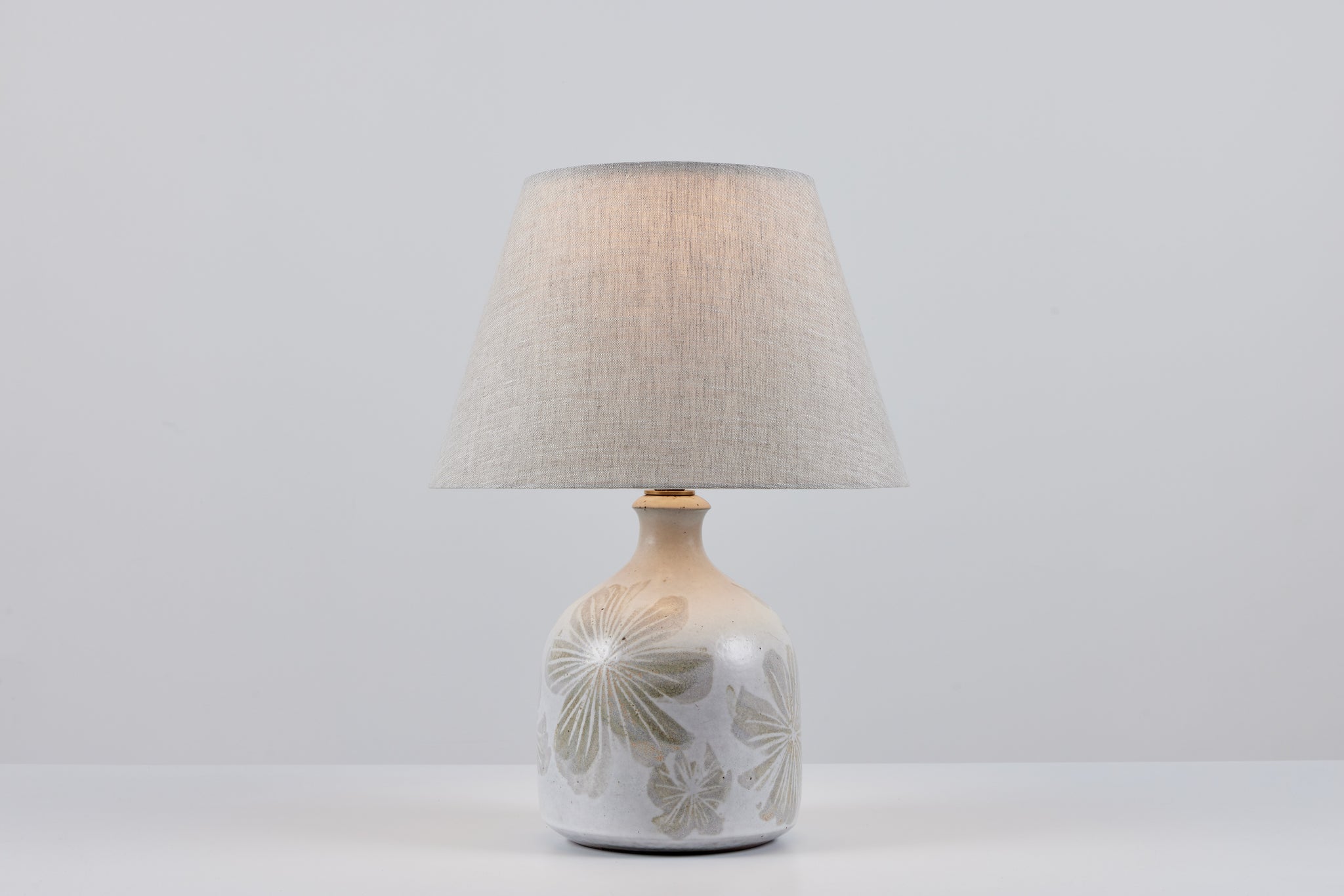 David Cressey Floral Ceramic Glazed Lamp