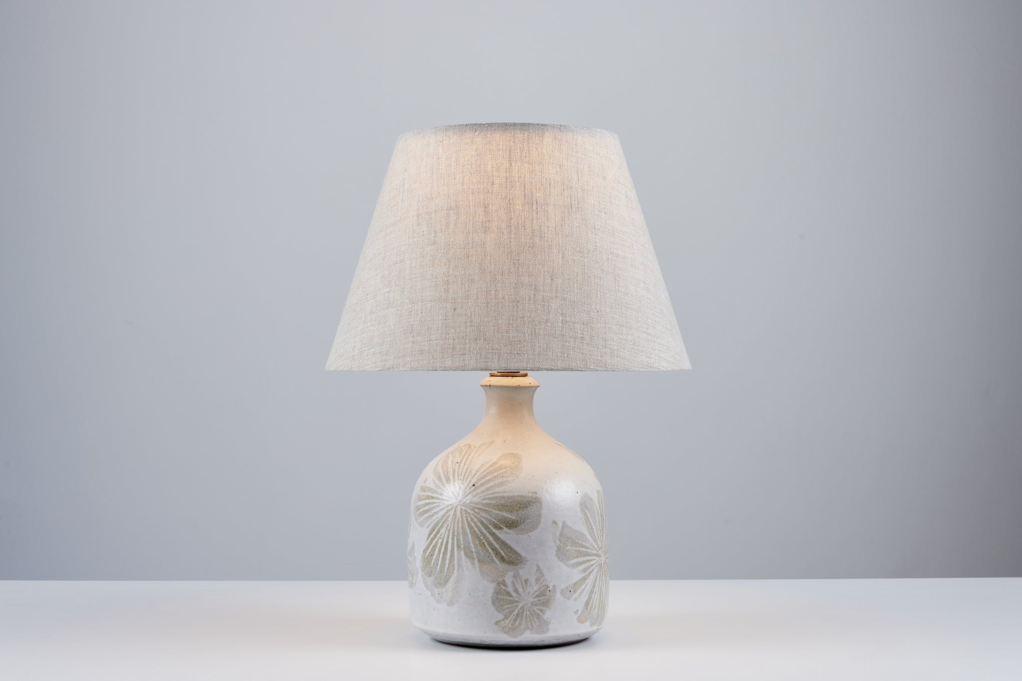 David Cressey Floral Ceramic Glazed Lamp