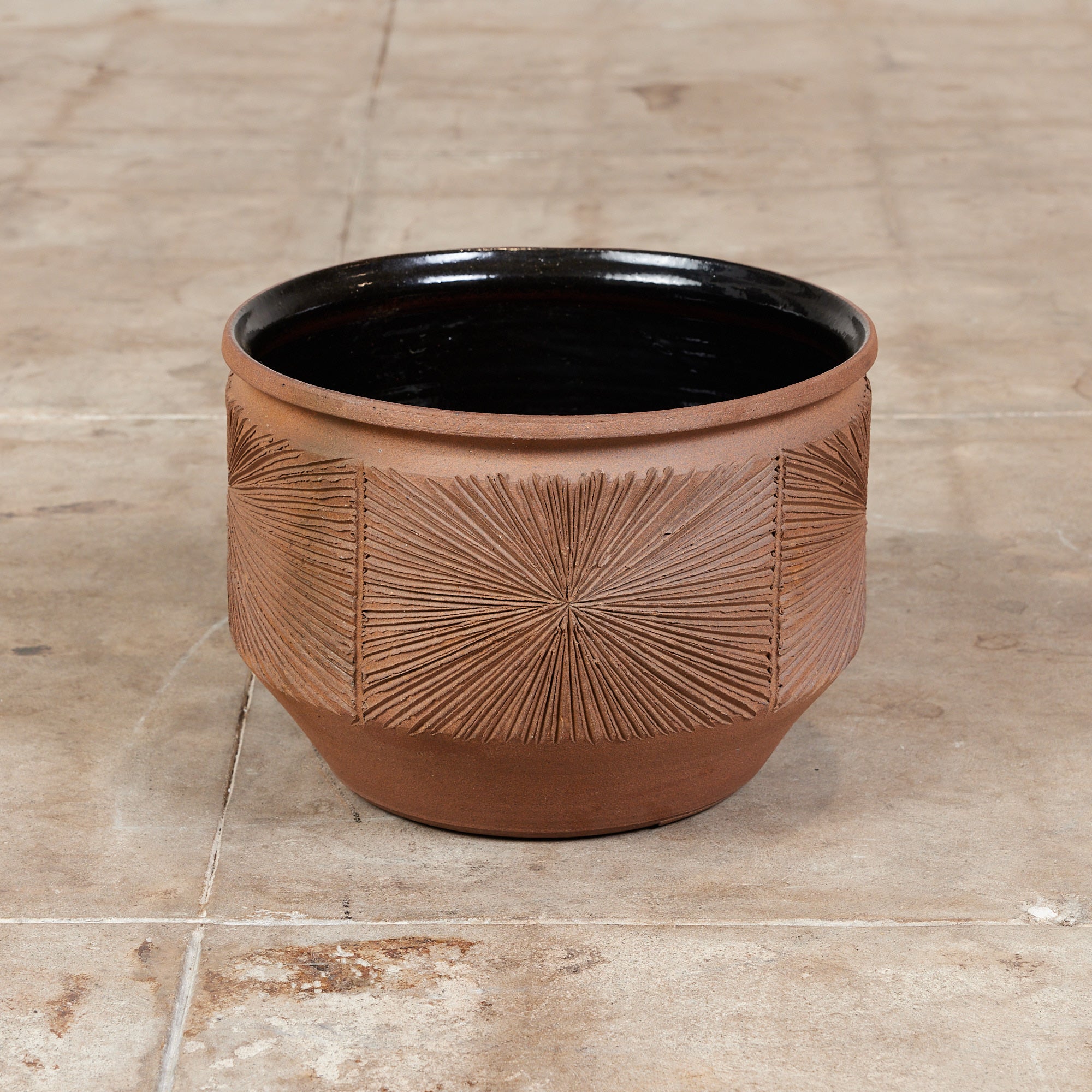 David Cressey and Robert Maxwell "Sunburst" Bowl Planter with Black Glazed Interior for Earthgender