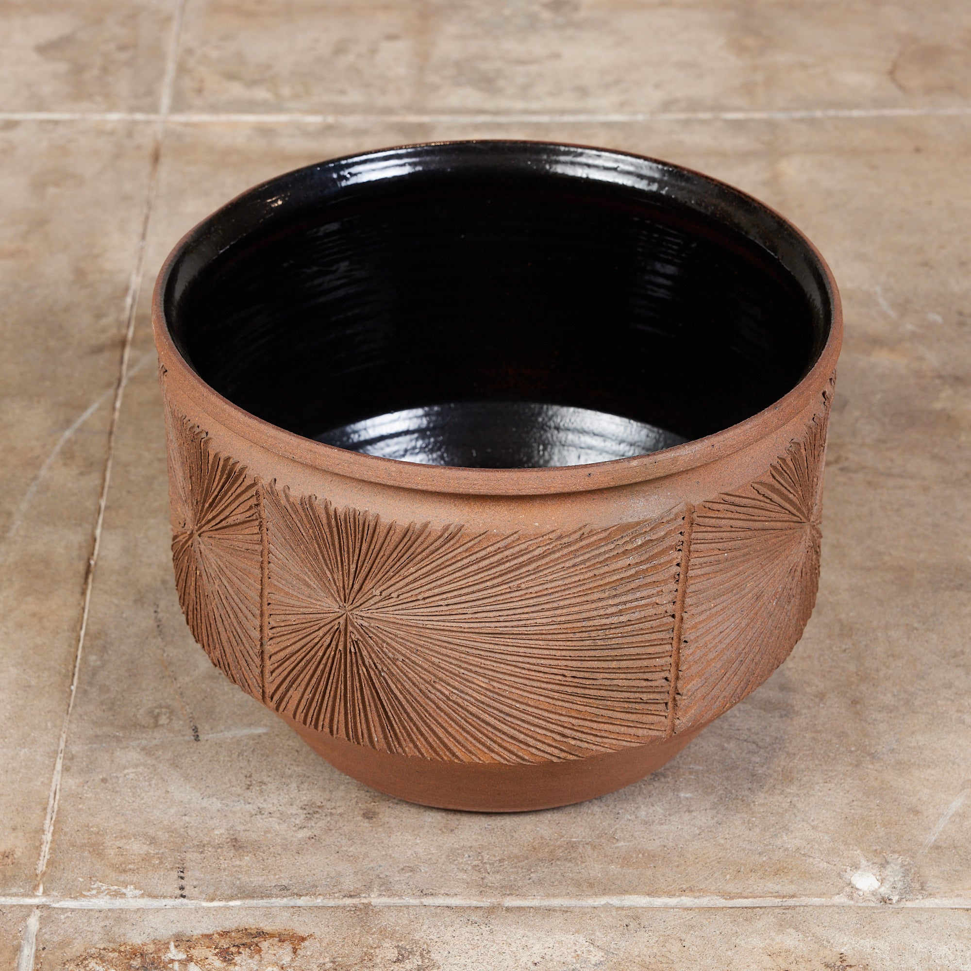 David Cressey and Robert Maxwell "Sunburst" Bowl Planter with Black Glazed Interior for Earthgender