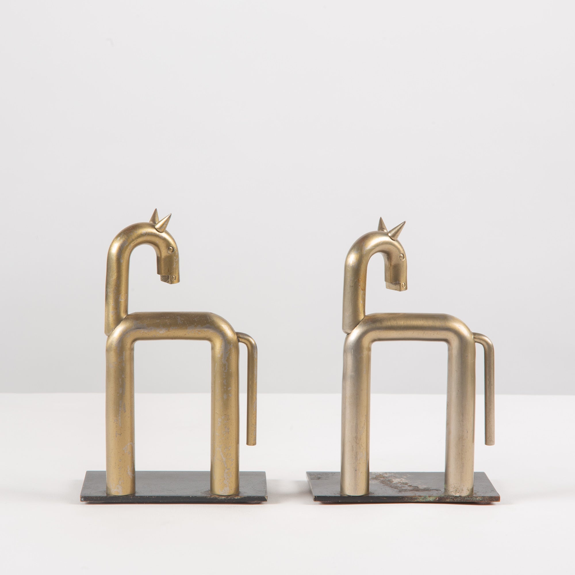 Pair of Stainless Steel Horse Bookends by Ruth Gerth for Chase USA