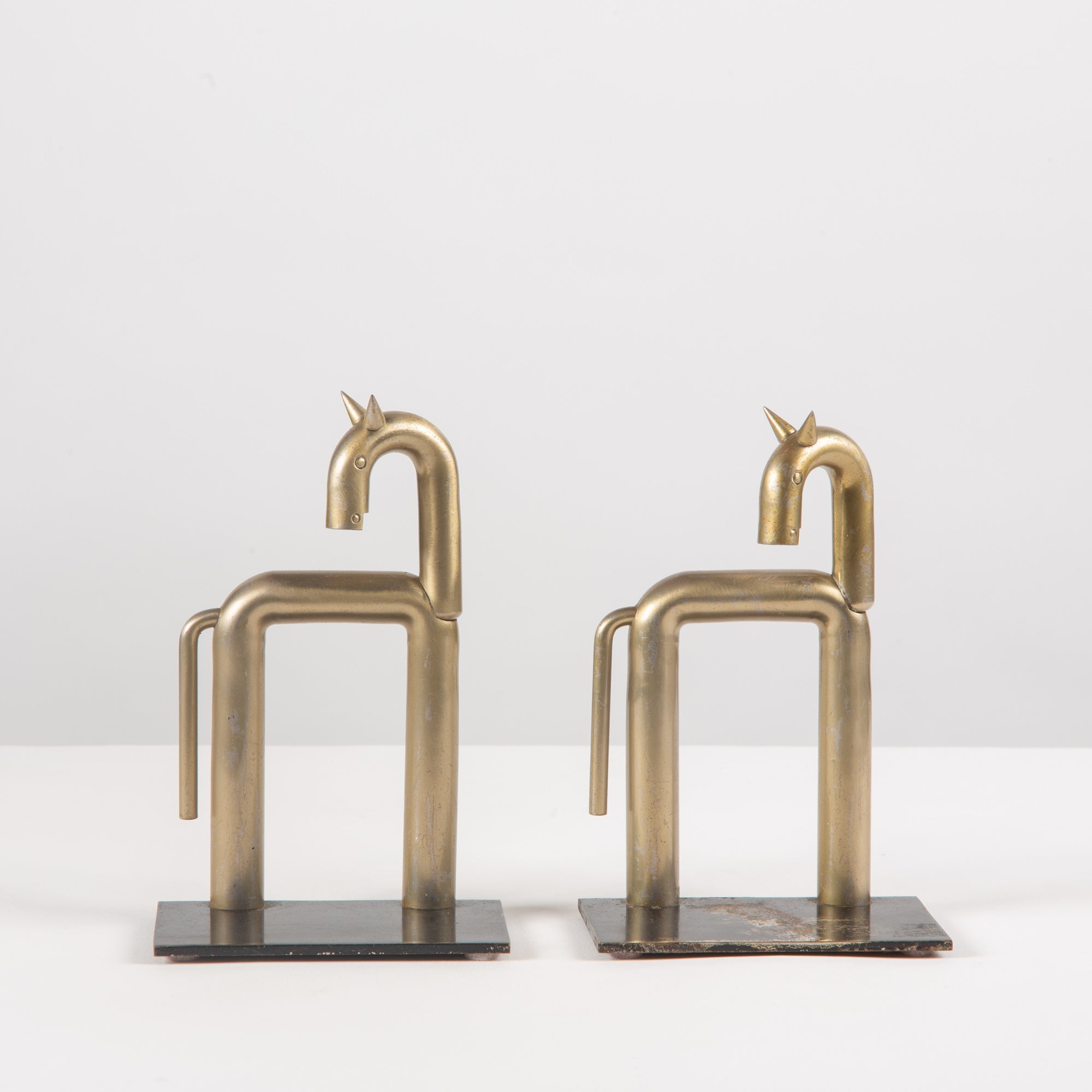 Pair of Stainless Steel Horse Bookends by Ruth Gerth for Chase USA