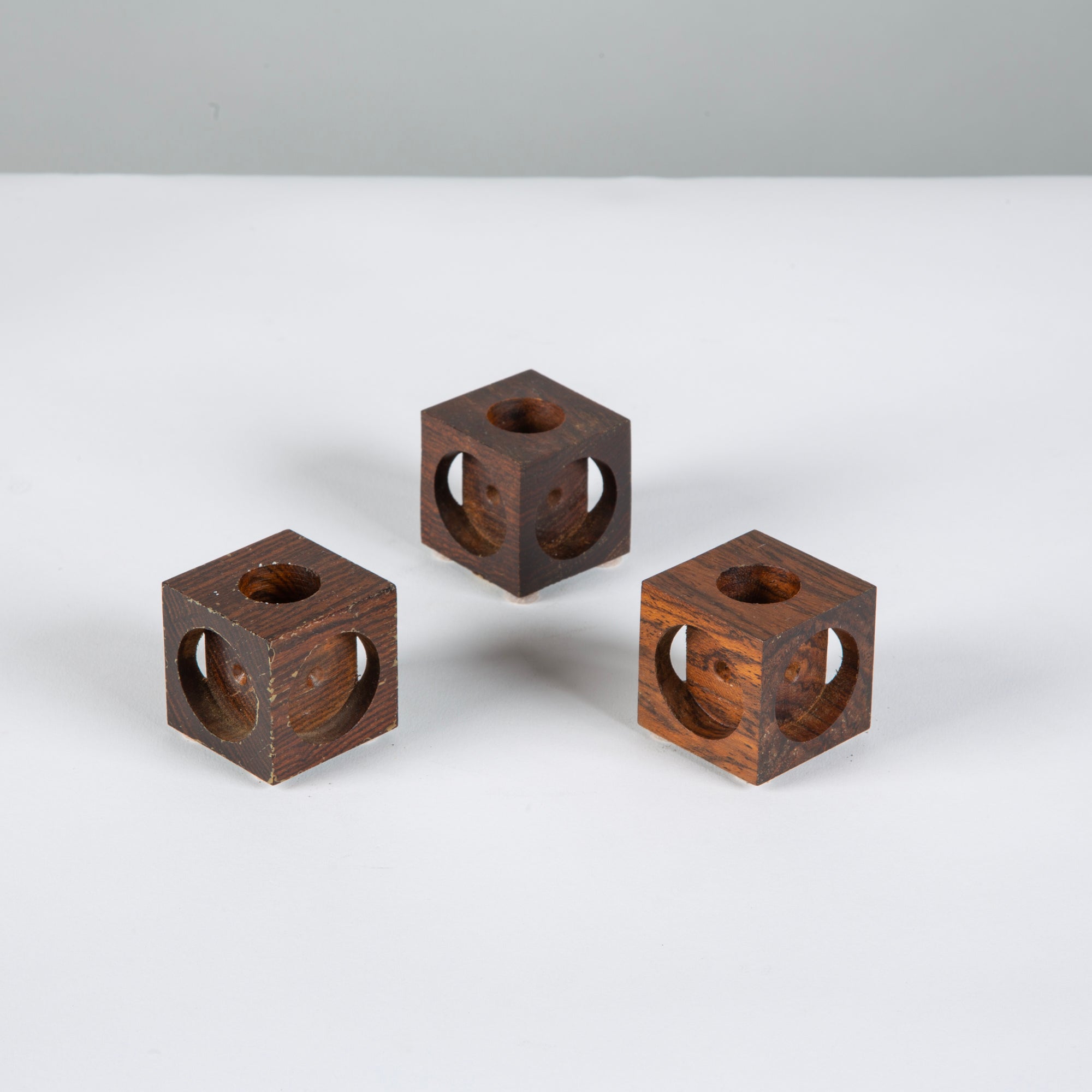 Set of Three Don Shoemaker Cocobolo Block Candle Holders