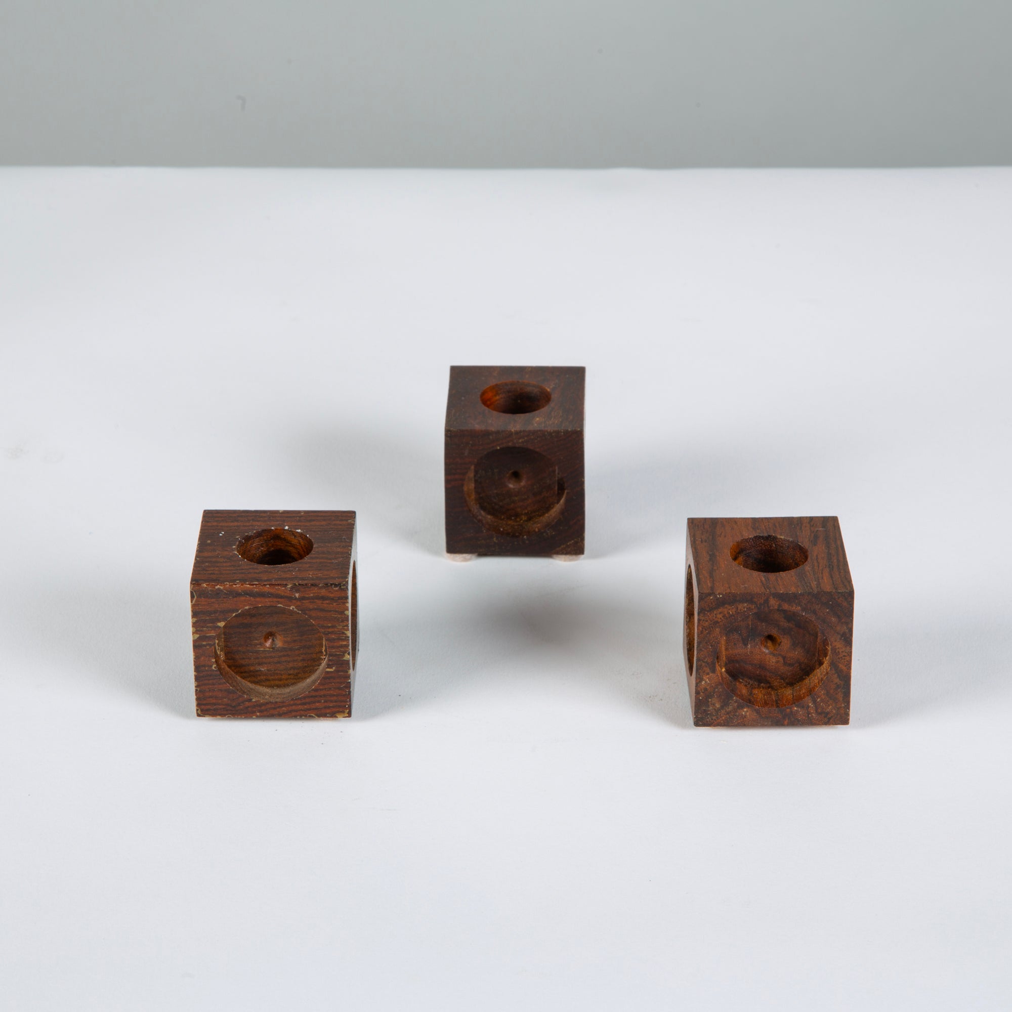 Set of Three Don Shoemaker Cocobolo Block Candle Holders