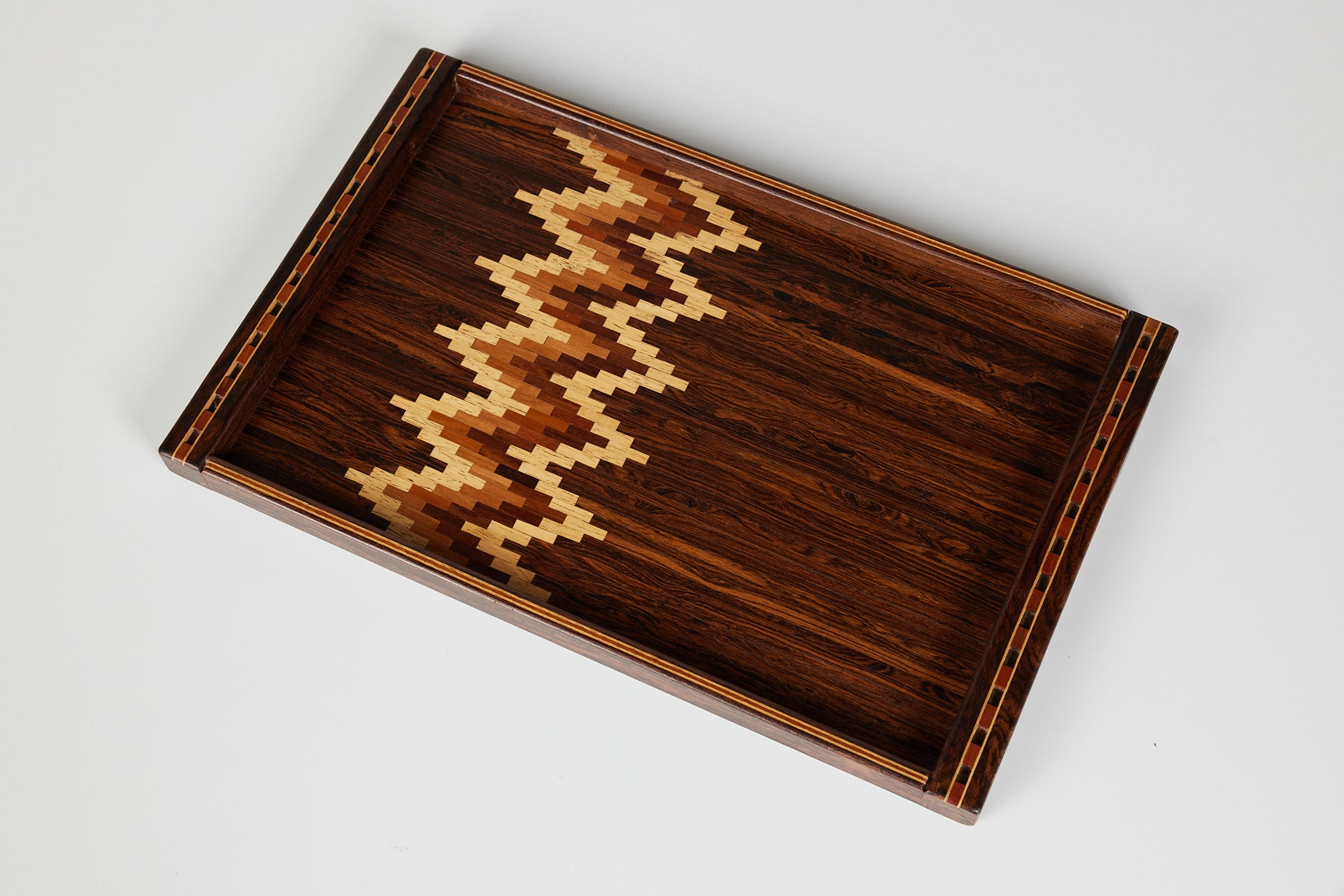 Don Shoemaker for Señal Large Decorative Tray with Chevron Stripe