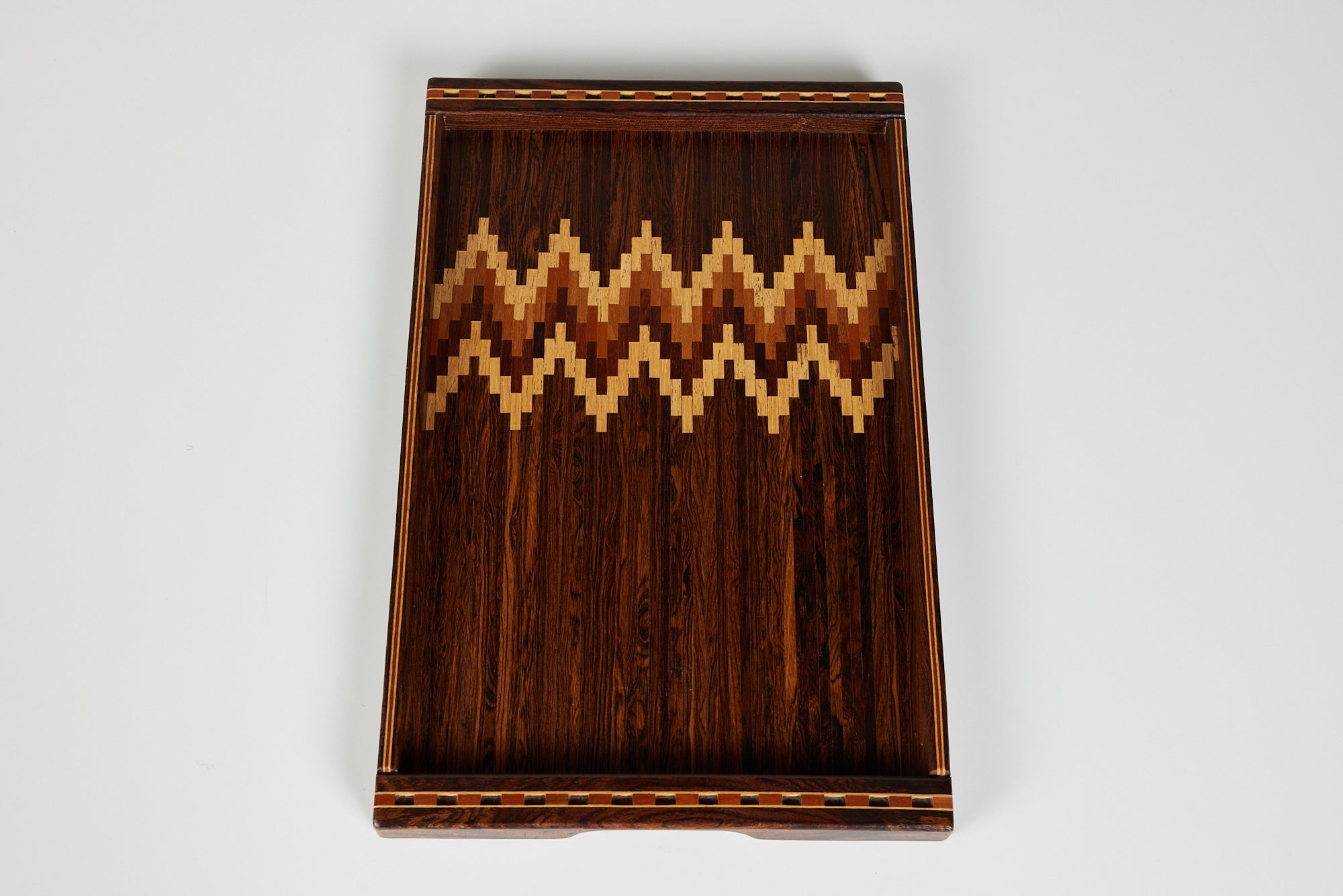 Don Shoemaker for Señal Large Decorative Tray with Chevron Stripe