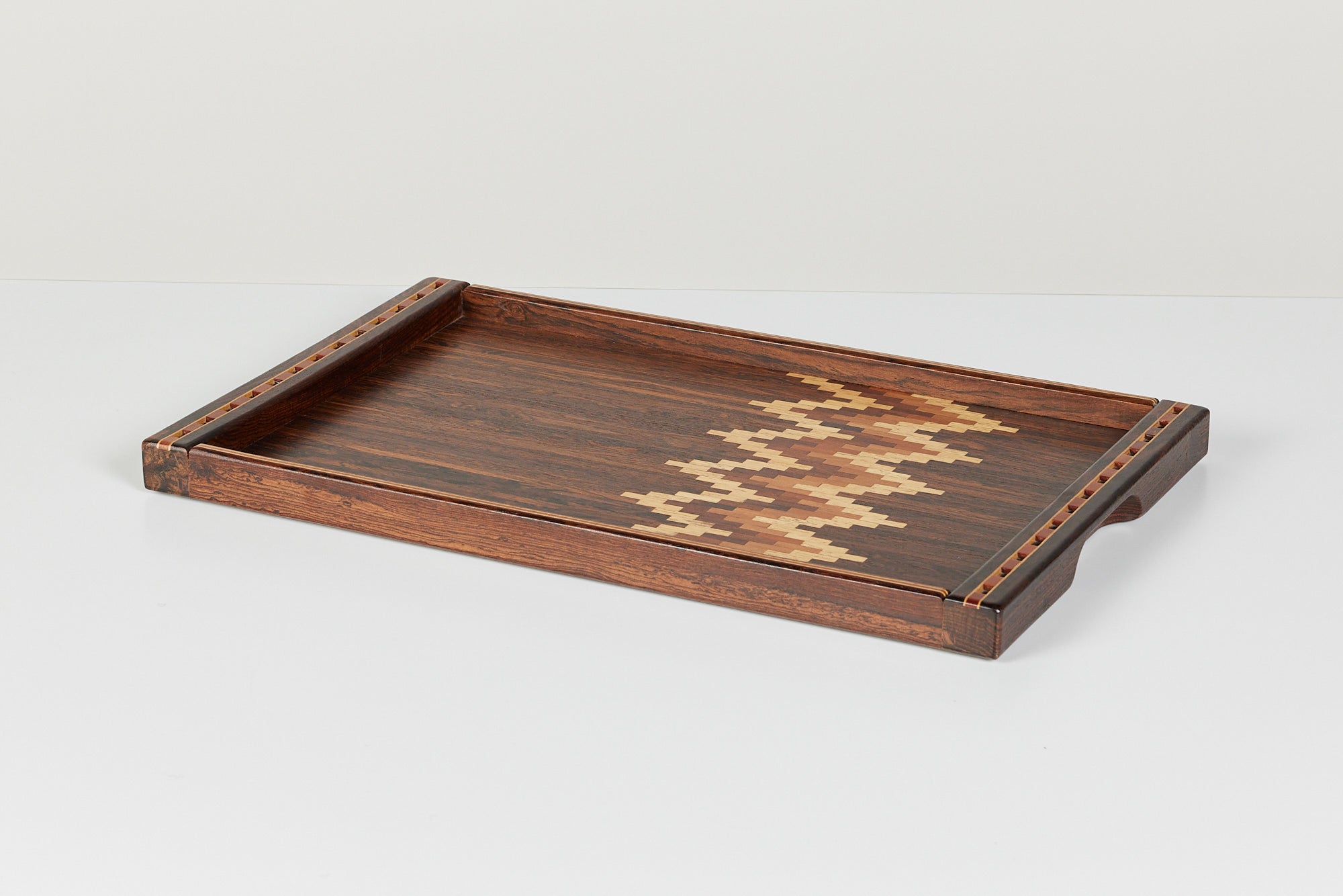 Don Shoemaker for Señal Large Decorative Tray with Chevron Stripe