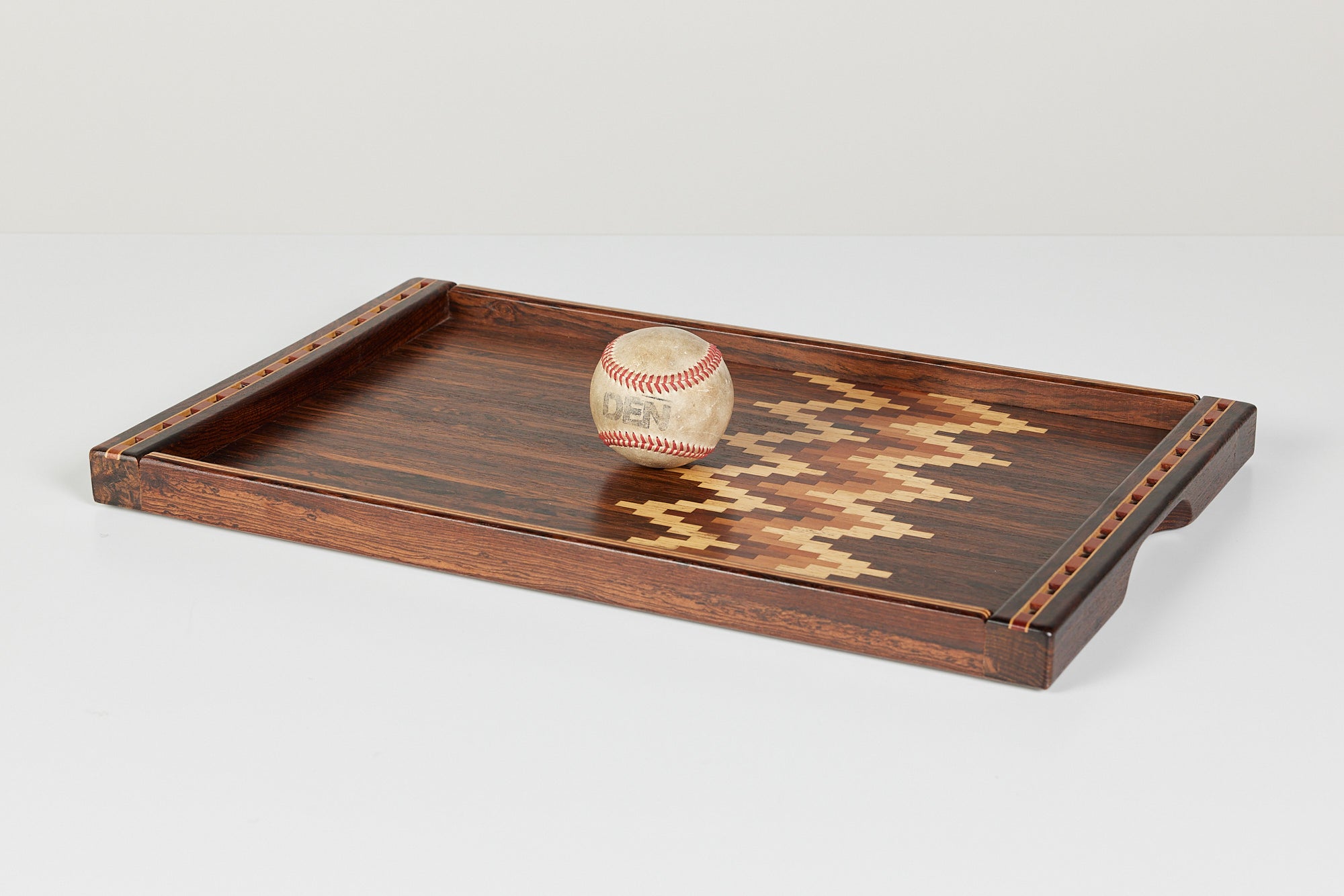 Don Shoemaker for Señal Large Decorative Tray with Chevron Stripe