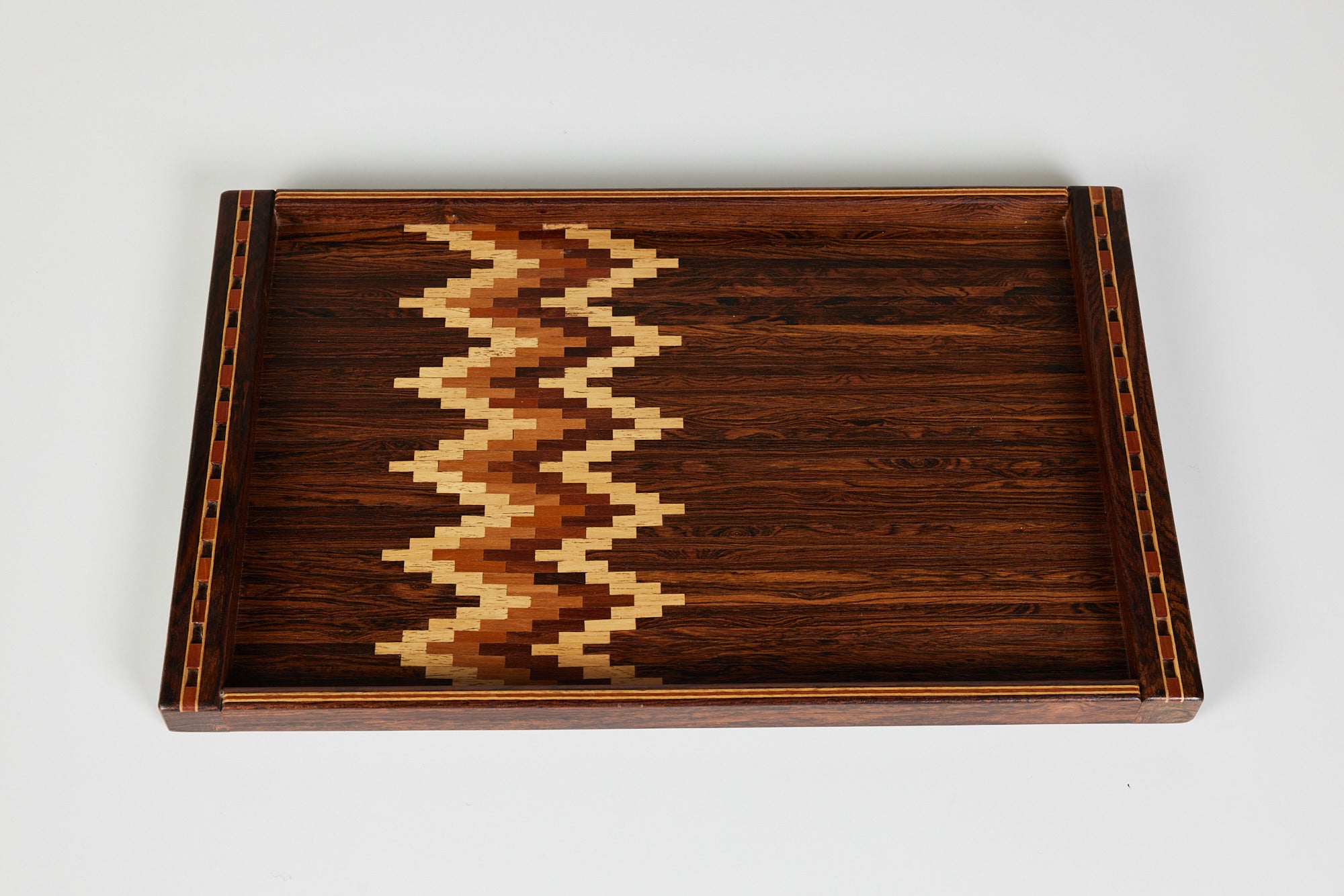 Don Shoemaker for Señal Large Decorative Tray with Chevron Stripe