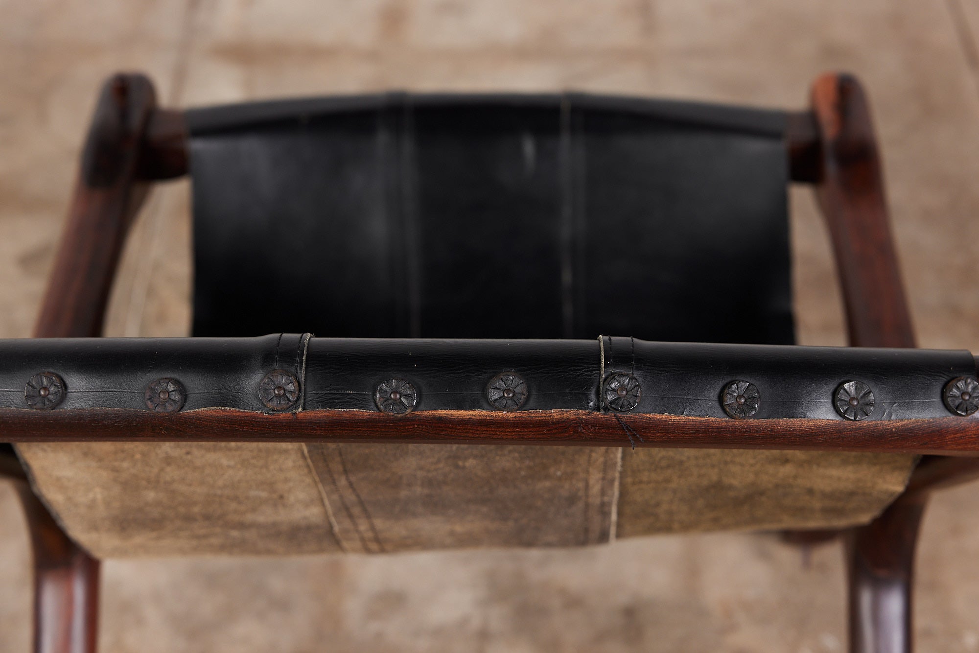 Don Shoemaker Leather Sling Lounge Chair