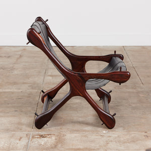 Don Shoemaker Leather Sling Lounge Chair