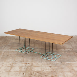 Walter Lamb for Brown Jordan Large Rectangular Bronze Patio Dining Table with Wood Top