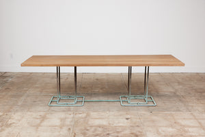 Walter Lamb for Brown Jordan Large Rectangular Bronze Patio Dining Table with Wood Top