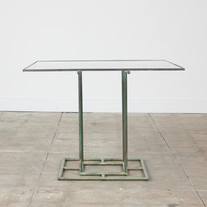 Early Walter Lamb Bronze Patio Dining Table with Glass Top