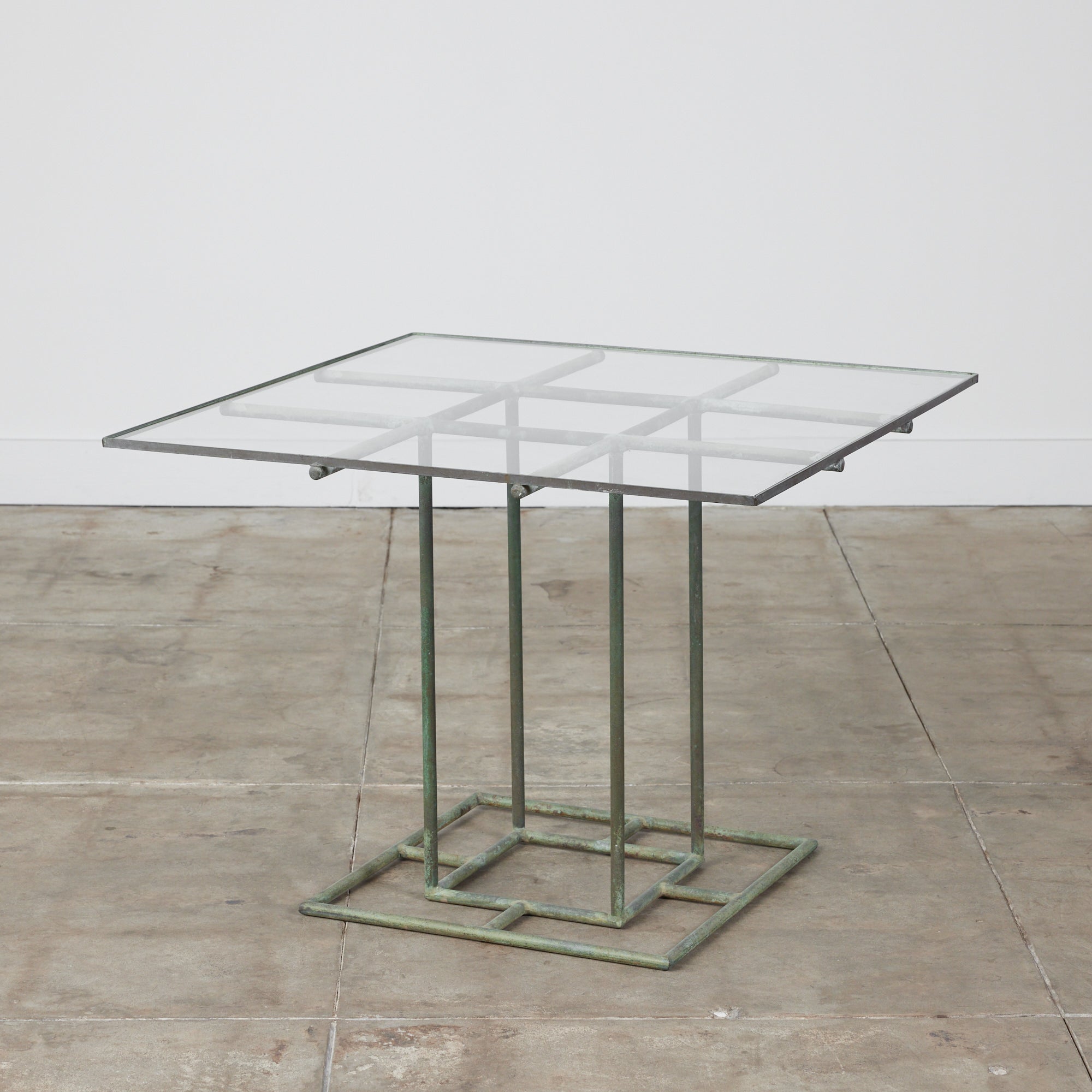 Early Walter Lamb Bronze Patio Dining Table with Glass Top