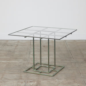 Early Walter Lamb Bronze Patio Dining Table with Glass Top