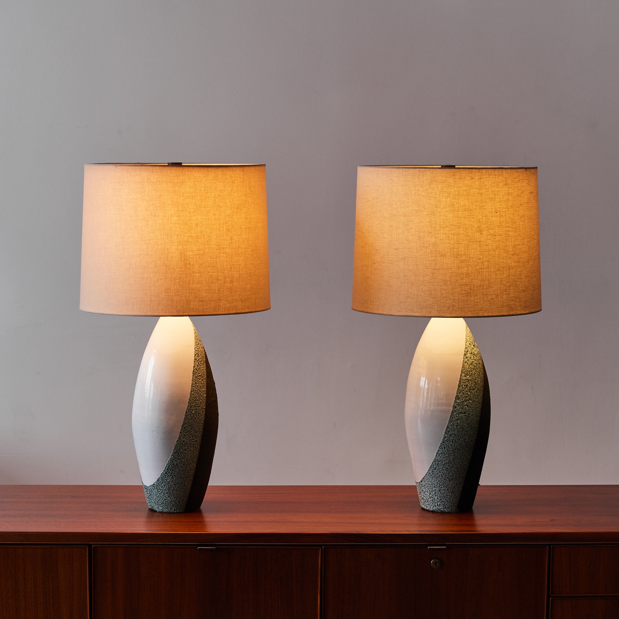 Pair of Ettore Sottsass for Bitossi Glazed Ceramic Lamps