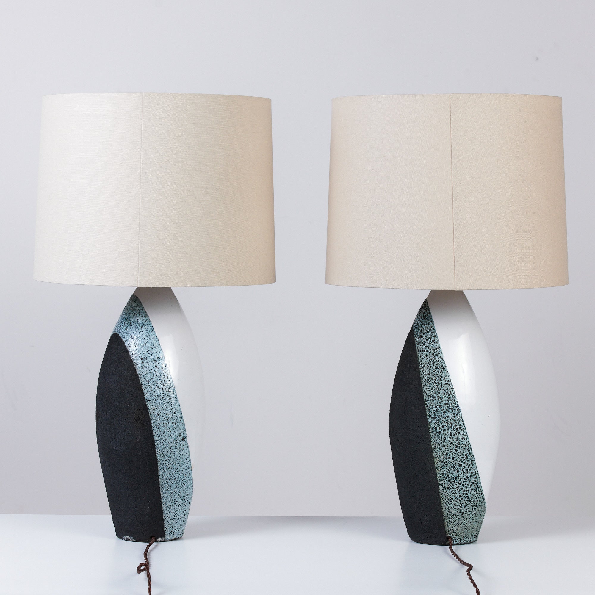 Pair of Ettore Sottsass for Bitossi Glazed Ceramic Lamps