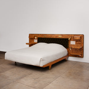 Gio Ponti Headboard and Bedframe with Attached Nightstands
