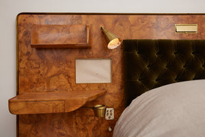 Gio Ponti Headboard and Bedframe with Attached Nightstands