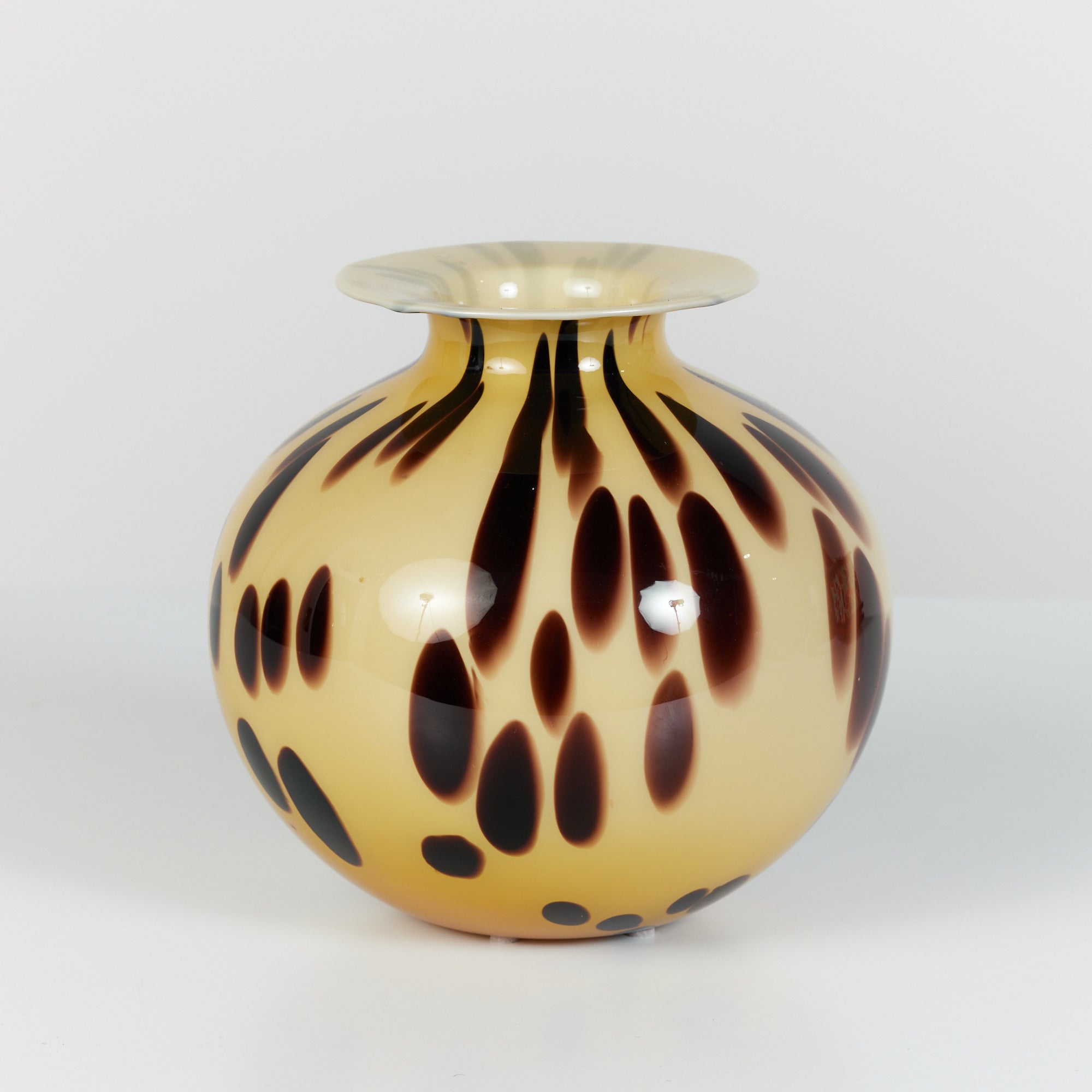 Italian Murano Style Tortoise Shell Glass Vase
