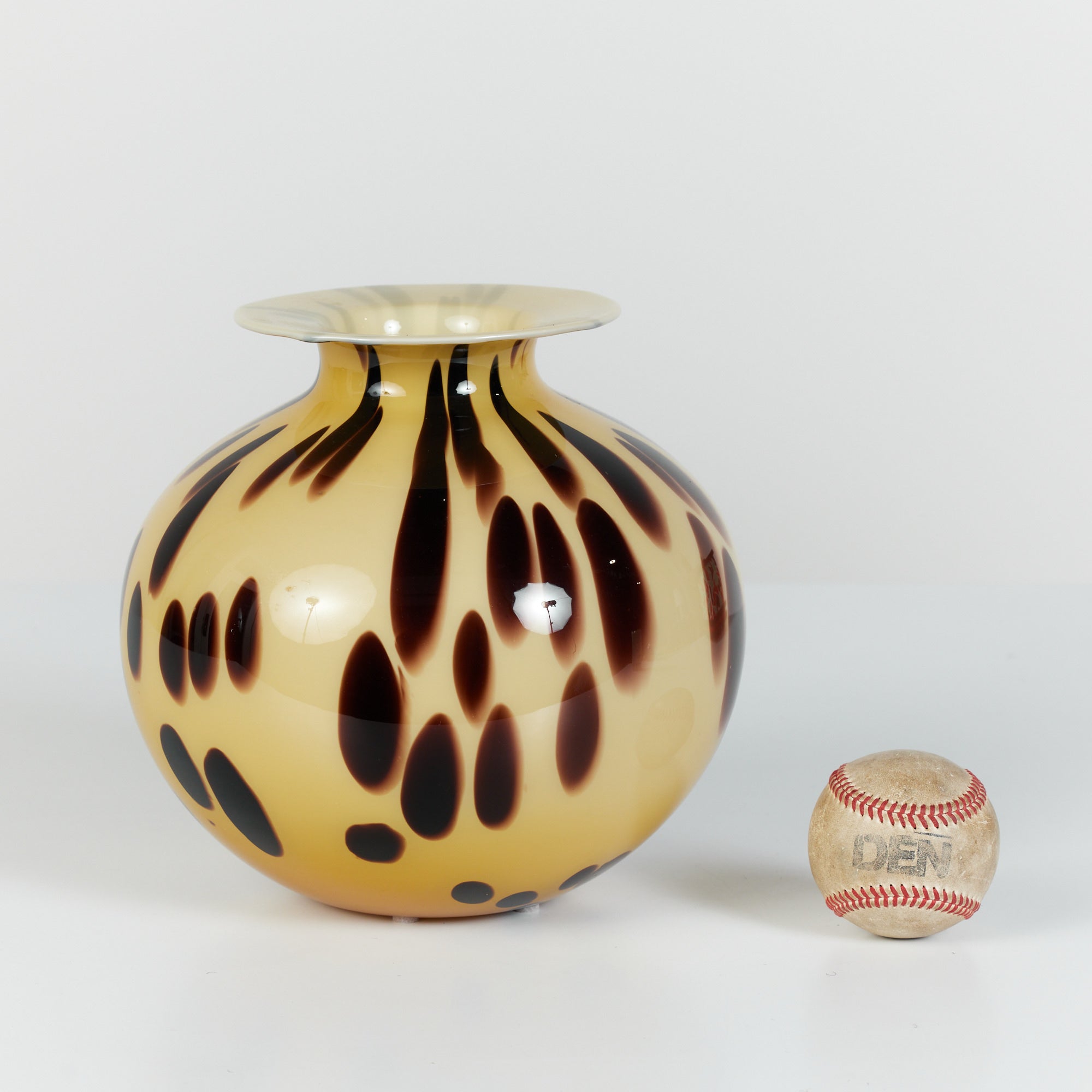 Italian Murano Style Tortoise Shell Glass Vase