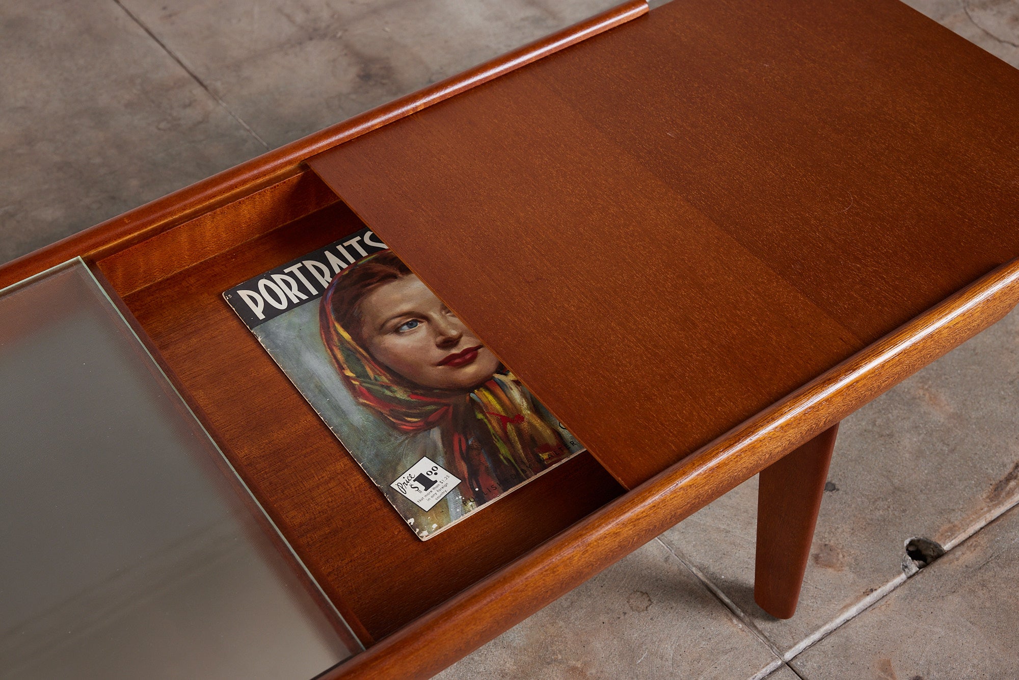 John Keal for Brown Saltman Coffee Table with Glass Top