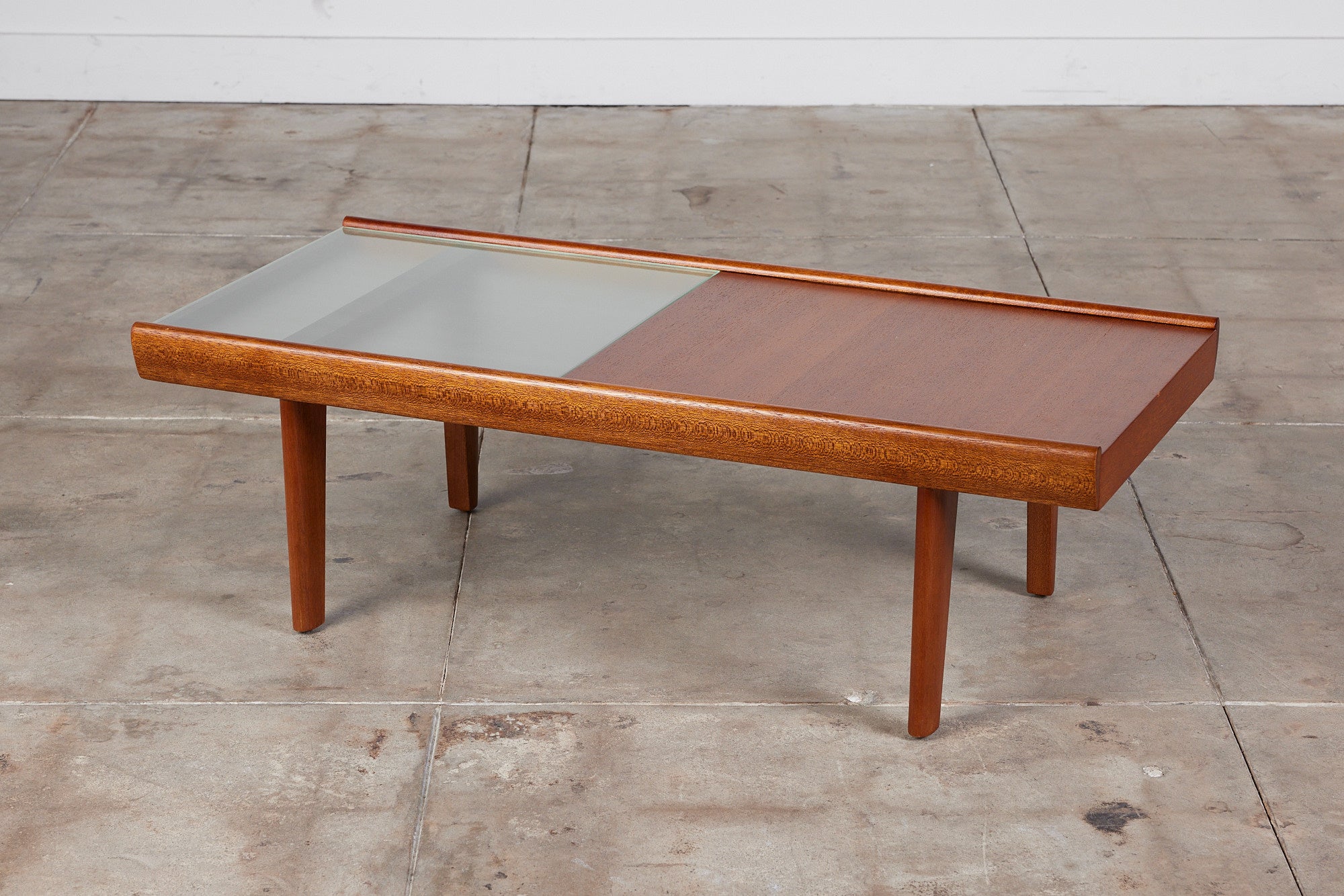 John Keal for Brown Saltman Coffee Table with Glass Top