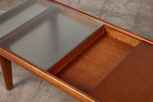 John Keal for Brown Saltman Coffee Table with Glass Top
