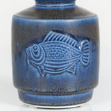 Wilhelm Kåge Blue Glazed Fish Vase for Gustavsberg Studio