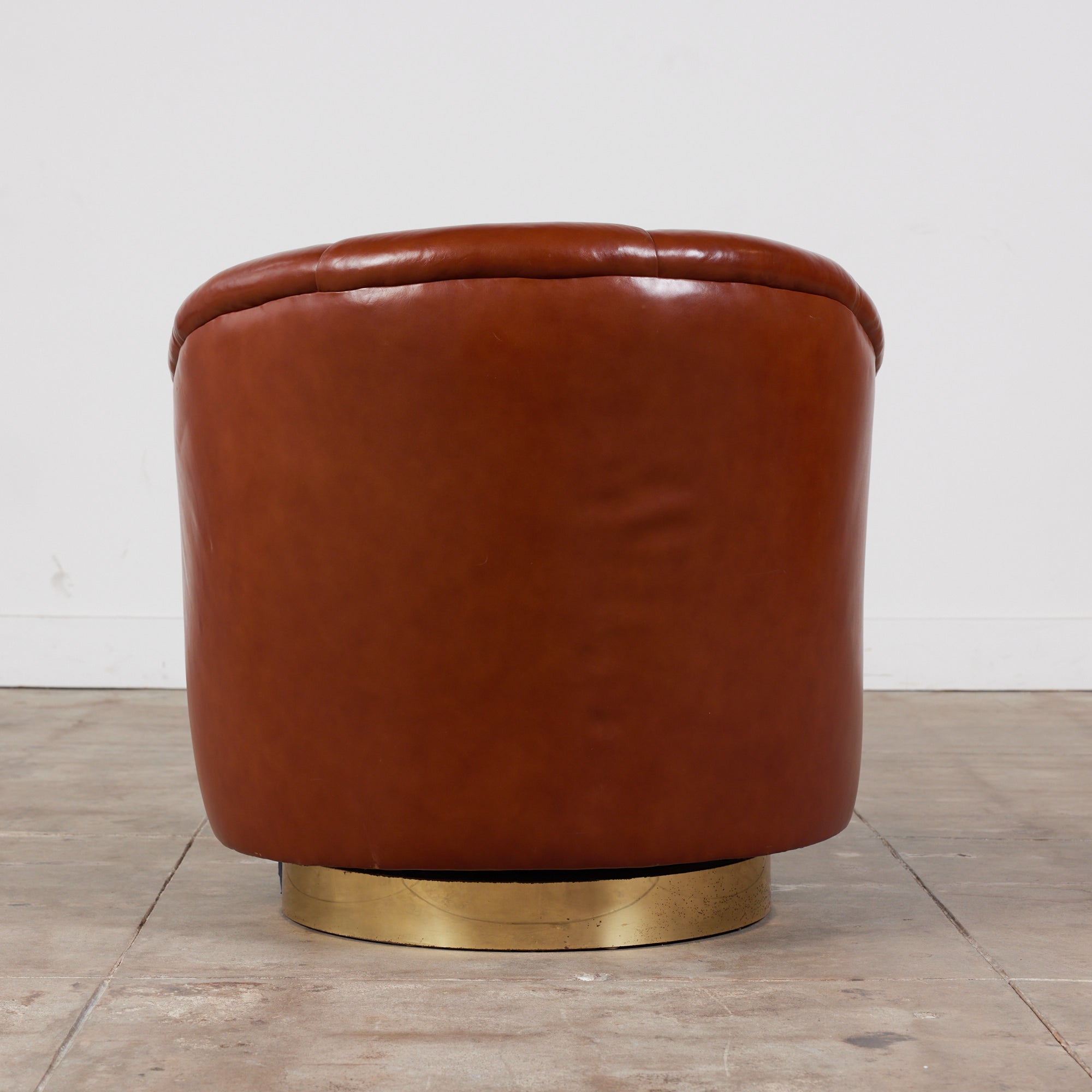 ON HOLD ** Karl Springer Style Leather Swivel Chair