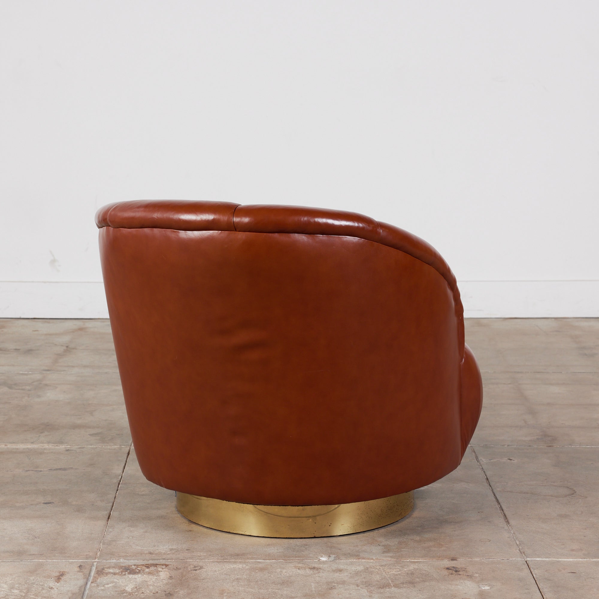 ON HOLD ** Karl Springer Style Leather Swivel Chair