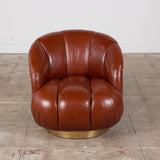 ON HOLD ** Karl Springer Style Leather Swivel Chair