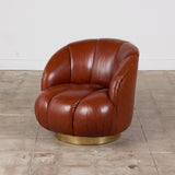 Karl Springer Style Leather Swivel Chair