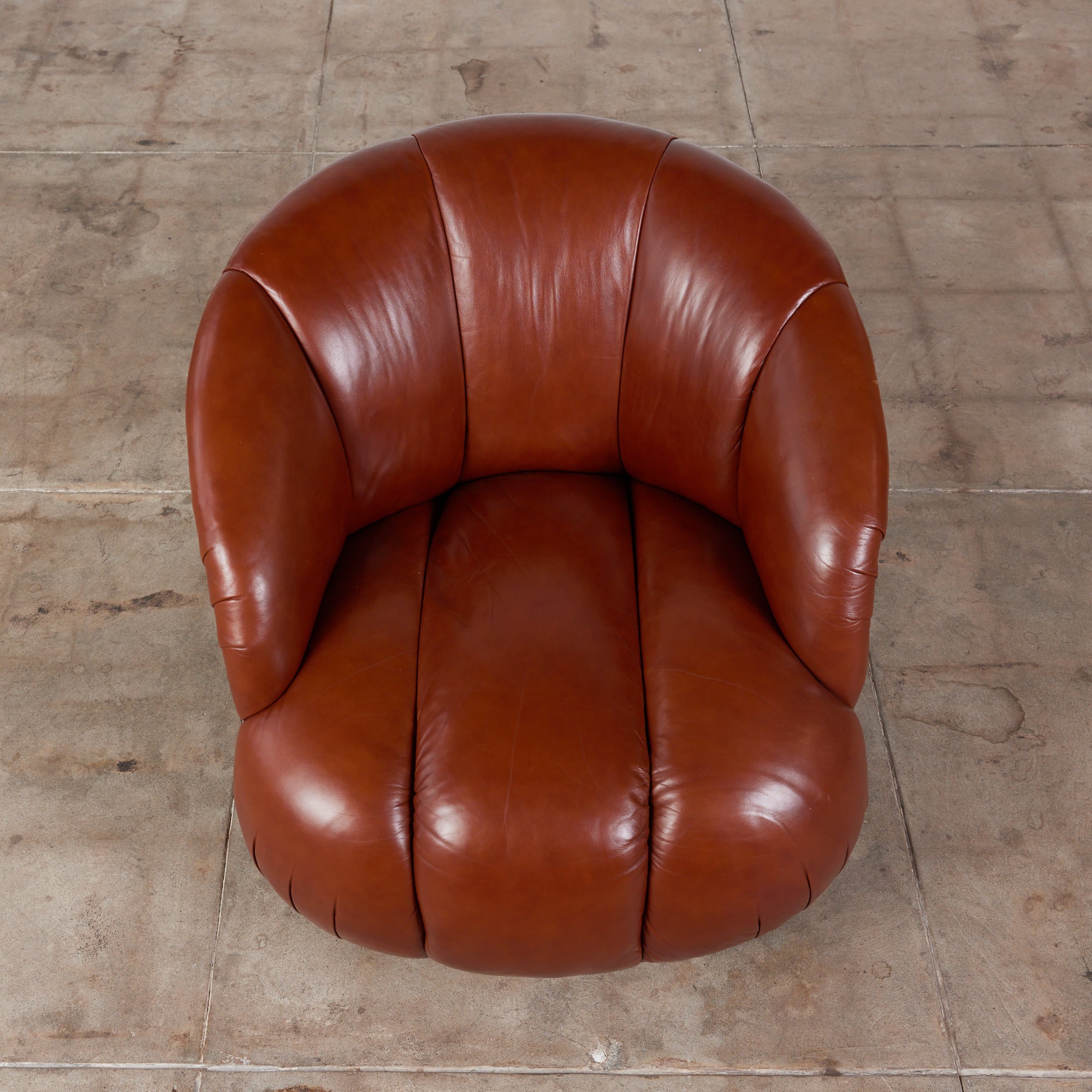 ON HOLD ** Karl Springer Style Leather Swivel Chair