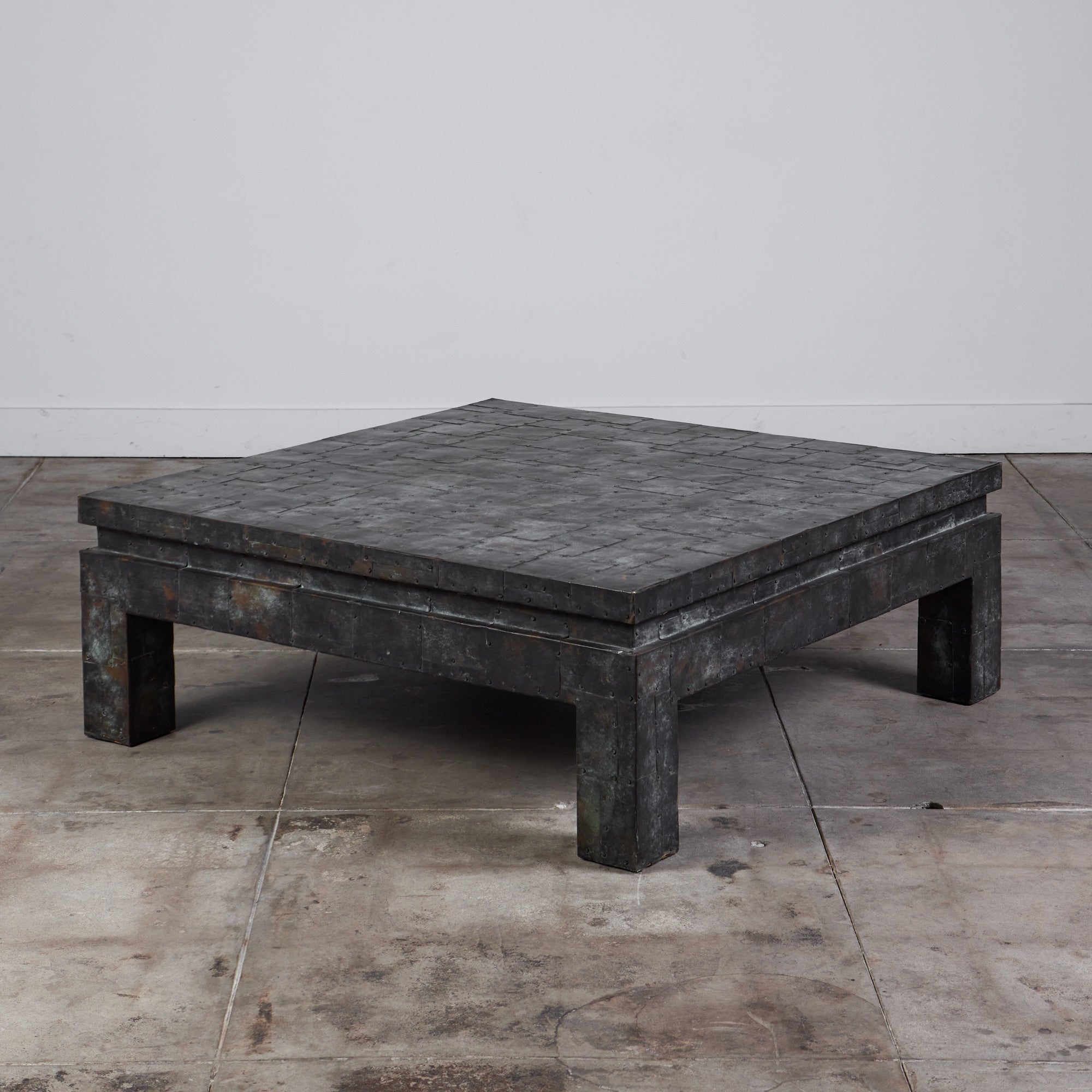 ON HOLD ** Square Coffee Table with Copper Patchwork Finish by Maitland-Smith